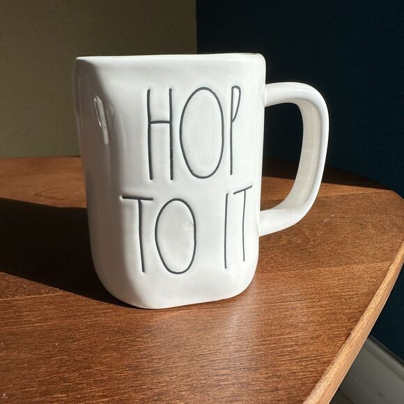 Rae Dunn Mug by Magenta Hop To It Mug White with Pink Inside New Easter Spring - Picture 2 of 6